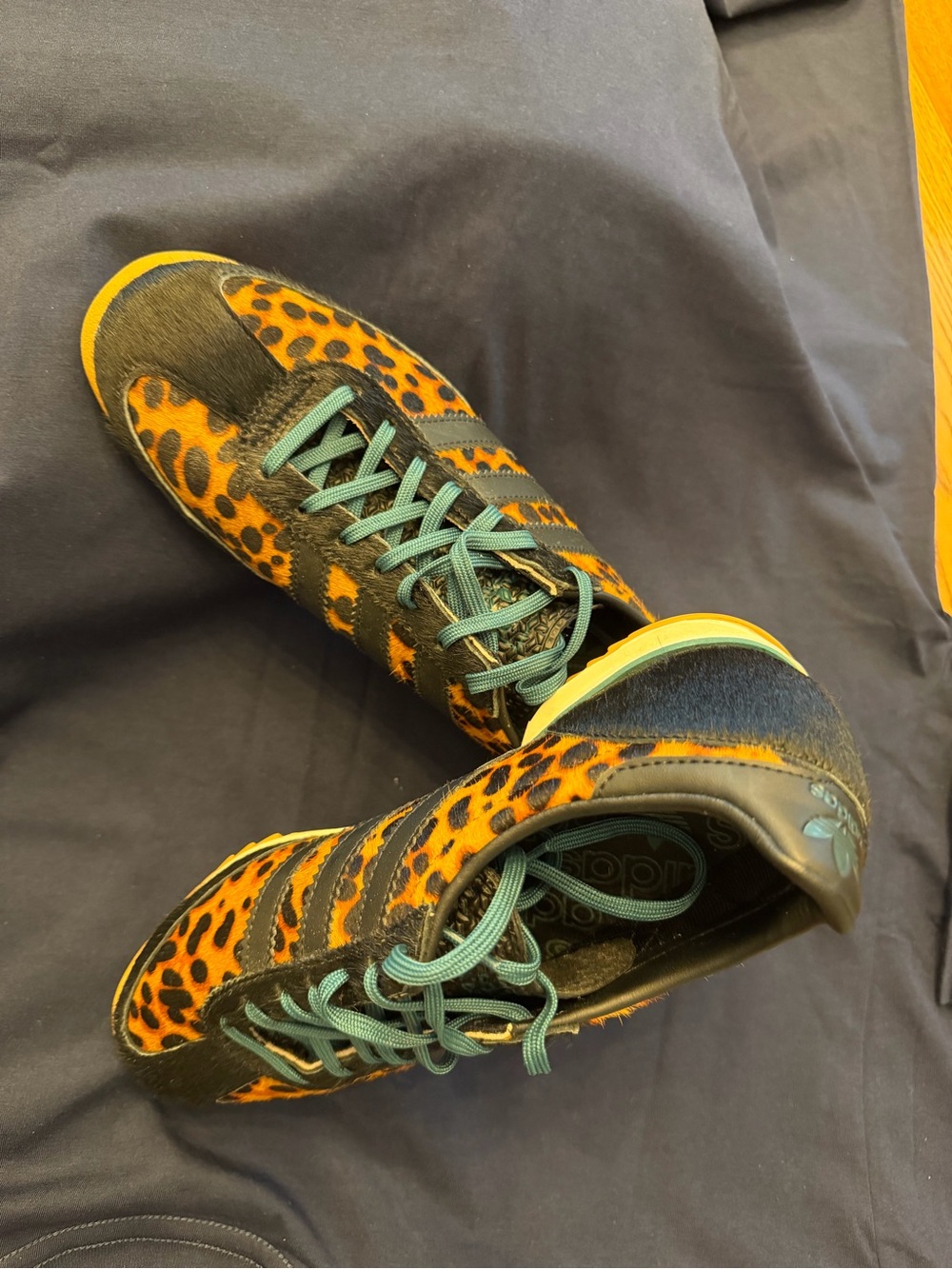 Adidas Leopard Print Sneakers with green Accents